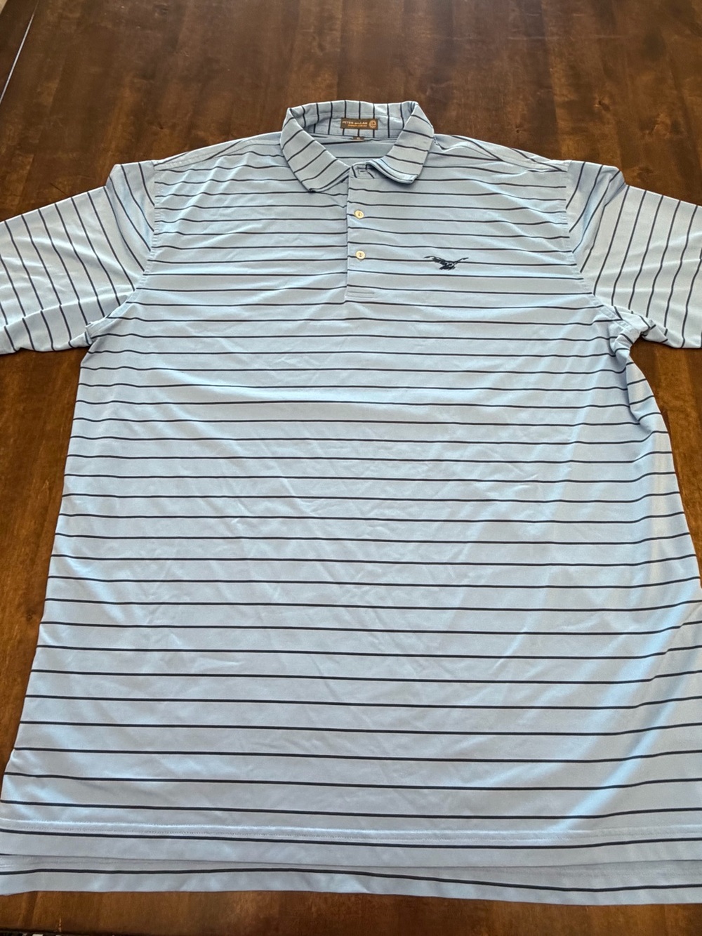 Peter Millar Summer Comfort
Men's Light Blue/Navy Stripe Golf
Polo Eagle XL